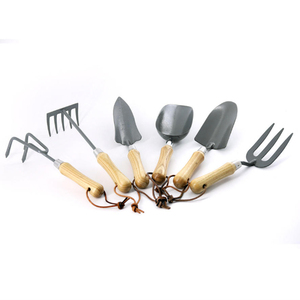ชุดเครื่องมือทำสวนพร้อมด้ามไม้ เหล็กกล้าคาร์บอน จอบ คราด จอบพรวนดิน กำจัดวัชพืช สำหรับดูแลต้นไม้ สไตล์เรียบง่าย ทำด้วยมือ - Product Image 5