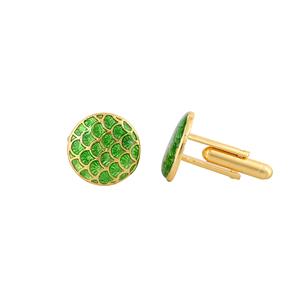 Mancuernillas de Lujo con Baño de Oro y Esmalte Verde con Patrón de Escamas para Hombre, Accesorios para Camisa Formal, Regalo de Boda o Negocios - Product Image 4