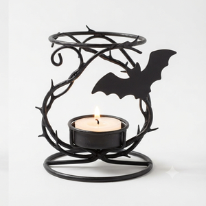 Support de bougie en fer noir pour Halloween avec motif maison hantée et sorcière pour la décoration de la maison - Product Image 4