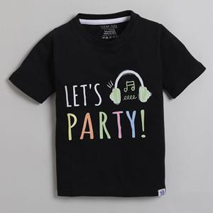 Camiseta Polka Tots Media Manga Lets Party Print-Negro - Product Image 1