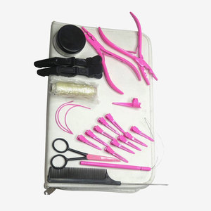 Kit d'outils pour extensions de cheveux avec crochets à boucle, fils, aiguilles, pinces en acier inoxydable, personnalisable, professionnel - Product Image 4