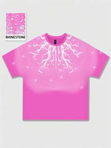 Oversized Boxy Style Eco-Friendly Breathable Casual Loose Fit 100% Cotton Rhinestone Custom Manufacturing Bulk Men's <b>shirts</b> - Product Image 3
