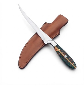 Fillet <b>Knife</b> <b>Boning</b> <b>Knife</b> Fish Filleting Kitchen <b>Knife</b> Straight Green Resin <b>Handle</b> Sheath Industrial Grade Wholesale Bulk B2B - Product Image 3