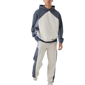 Chándal con Capucha para Hombre, Diseño Color Block, Manga Larga, Ropa Casual, 100% Algodón, Grueso, Transpirable, Ecológico, Corte Regular, Invierno - Product Image 1