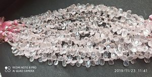 Cuarzo Rosa Natural de 8.5 Pulgadas, Facetado en Forma de Pera, Briolette de 5x7-6x8 mm, Cuarzo Rosa Natural, Gema de Cuarzo Rosa para Joyería - Product Image 3