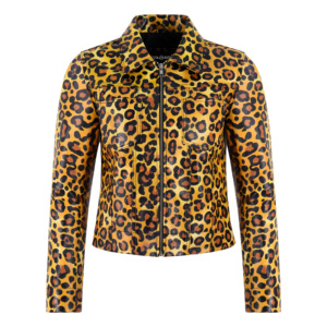 Chaqueta de Cuero Napa de Oveja Genuina con Estampado de Leopardo para Mujer, Cierres YKK, Chaqueta de Cuero Personalizada, Fabricante Mayorista de Marca Privada - Product Image 1