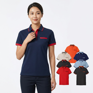 Camiseta de golf de algodón sólido al por mayor para hombre, manga corta, negra, con logo en contraste, ajuste slim, anti-bolitas - Product Image 2