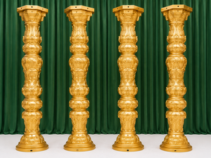 Mandap Circular de Lujo para Bodas con Pilares Tallados en Oro, Mandap Gujarati Lagan, Mandap Tradicional Hindú para Matrimonios, Envío a Estados Unidos - Product Image 3