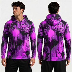 Dark <b>Red</b> Linear Pattern Sublimation Sports Hooded Shirt <b>High</b> Quality Polyester Breathable Performance Shirts - Product Image 2