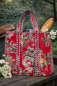 กระเป๋าโท้ทใบเล็กพิมพ์ลายบล็อกสำหรับผู้หญิง กระเป๋าถือสำหรับช้อปปิ้ง ไปเที่ยวทะเล ใช้ในชีวิตประจำวัน กระเป๋าถือแบบอินเดียดั้งเดิม สวยงาม หรูหรา - Product Image 4