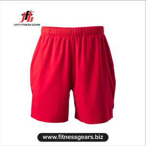 JUST FITNESS GEARS Shorts en polyester tricoté rouge pour homme, taille élastique, séchage rapide, shorts de sport - Product Image 1