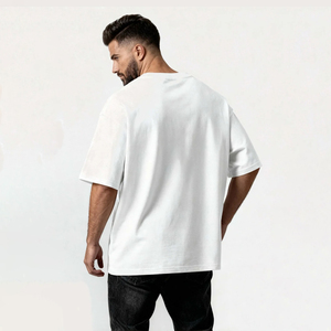 T-shirt 100 % coton super lourd, coupe oversize à épaules tombantes, col ras du cou, coupe carrée, anti-plis, écologique - Product Image 2