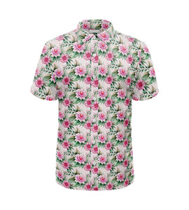 Camisa de Golf para Hombre al por Mayor, Estampado Floral, Manga Corta, Tela Ligera y Transpirable, con Botones, para Golf y Ropa Casual - Product Image 1