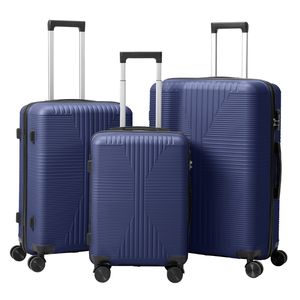 Valigia Trolley 3-in-1 Non-TSA Blu Navy in PP, Bagaglio da Viaggio di Lusso alla Moda, Leggero, 20in 28in, Fori Personalizzabili per Aeroporto - Product Image 1