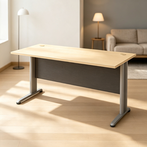 AY <b>Office</b> Rectangular <b>Office</b> Conference <b>Table</b> Dark Grey Modesty Panel Silver Metal Legs Industrial Design Minimalist Commercial - Product Image 2