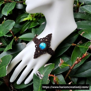 Handmade Black Onyx Brass & Thread <b>Gold</b> Plated Rhodium Plated Vintage <b>Adjustable</b> Healing Jewelry Gift - Product Image 2