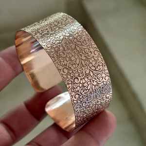 กำไลข้อมือทองแดงแบบหนาสไตล์อินเดียสำหรับเธอ กำไลทำมือจากทองแดง เครื่องประดับฤดูร้อน - Product Image 4