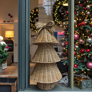 Natural Color Wove Rattan Christmas Tree Wicker Rattan Decoration for Gifts for Rattan Decor Kids - Product Image 1
