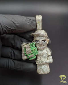 Colgante de Hombre Dinero de Dibujos Animados con Diamantes Cultivados en Laboratorio VVS, Plata de Ley 925, Joyería Hip Hop de Alta Calidad - Product Image 3