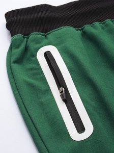 Pantalon de jogging décontracté pour homme en molleton de coton vert, taille élastique avec cordon de serrage et bande latérale, idéal pour l'hiver - Product Image 5