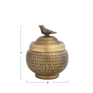 Caja Decorativa de Latón Antiguo de Lujo con Tapa de Pájaro, Caja de Metal Hecha a Mano para Guardar Objetos, Decoración del Hogar - Product Image 2