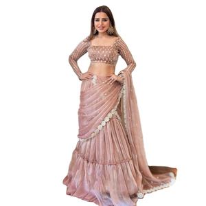 Brilla con nuestro bebé más bonito Color Rosa Tela de organza de lujo Lahenga Choli con hermosa Dupatta a juego - Product Image 1
