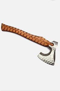 Hacha Vikinga Hecha a Mano de Primera Calidad de BA Enterprises, Hoja de Acero con Alto Contenido de Carbono, Diseño Tallado en Madera, 16 Pulgadas de Longitud Total, Supervivencia - Product Image 3