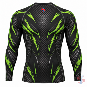 Custom Carbon Venom Grid <b>BJJ</b> MMA <b>Rash</b> <b>Guard</b> Men Long Sleeve Compression Shirt Sublimated Grappling Fightwear OEM Manufacturer - Product Image 4
