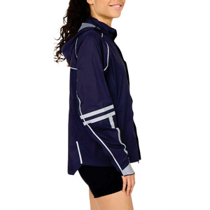 Women Hooded Windbreaker <b>Jackets</b> Track Suit Navy Blue Lightweight <b>Running</b> Shell <b>Reflective</b> Trim Full Zip Custom <b>Jacket</b> for men - Product Image 3