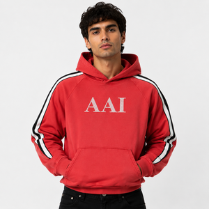 Sudaderas con Capucha Retro para Hombre con Rayas en las Mangas, Estampado de Número Personalizado, Marca Personalizada, Corte Recortado, 100% Algodón, Proveedor Mayorista - Product Image 1