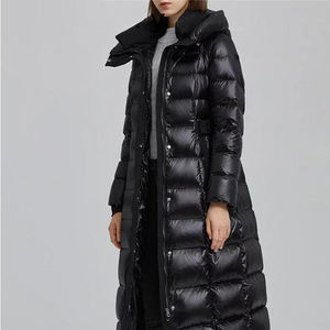 Chaqueta Larga Acolchada de Plumón para Mujer al por Mayor, Cuello Alto, Manga Larga, Cierre de Cremallera, Color Sólido, Ropa de Invierno, Acolchado Grueso de Poliéster - Product Image 2