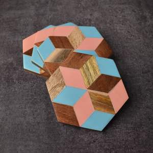 Premium Design Resin Inlay Coaster Set MDF Coaster Resin Coaster MDF Resin Inlay Coaster Place Mats at factory Wholesale Price - Product Image 3