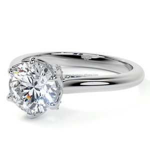 Anillo de bodas de plata 925 Starling de 6 puntas personalizado para mujer con diamantes cultivados en laboratorio de 2ct chapado en oro para regalo de compromiso - Product Image 5