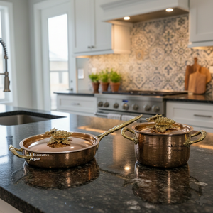 Juego de Utensilios de Cocina de Acero Inoxidable con Acabado de Cobre Forjado a Mano, Asas Ornamentadas, Calidad Profesional, Ecológico, Estilo Europeo - Product Image 2