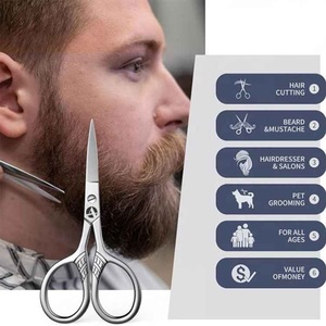 Premium Stainless Steel Small Nose Eyebrow Mustache and <b>Beard</b> Trimming Scissors Grooming Tool for Men and Women Free Samples - Product Image 3