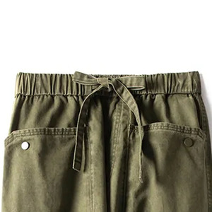 Pantalon Harem Vert Olive pour Homme, Taille Élastique avec Cordon de Serrage, Multiples Poches, Style Décontracté, Coton Canvas Mi-Lourd, Idéal pour l'Automne - Product Image 4