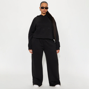 Women’s Wide Leg Sweatpants High Waist Drawstring Lounge Pants Ladies Loose Fit Fleece Sweatpants Casual Wide Leg Joggers Women - Product Image 4
