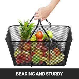 12 pezzi di metallo nero portatile del cestino della spesa con le maniglie per i supermercati negozi al dettaglio della spesa - Product Image 5
