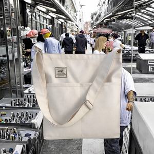 Bolso Bandolera de Cuero Vintage Estilo Coreano de Gran Capacidad para Mujer, Nuevo Bolso de Compras de Lona Simple e Informal - Product Image 2