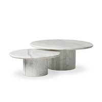 Table basse ovale en marbre avec pieds en colonne, table de salon de luxe pour ameublement de salon.
