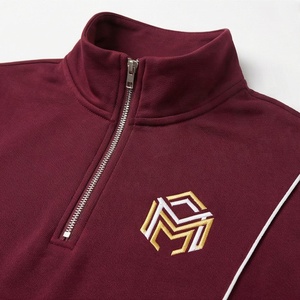 Women's 2 Piece Fleece Sporty Set <b>Maroon</b> Embroidered Logo Stand Collar <b>Top</b> With Shorts Loose Fit All Seasons Wear - Product Image 4