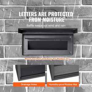 Cassetta Postale Robusta in Acciaio da Montare Attraverso il Muro con Serratura a Combinazione da 2.8-7.9'' (13'') e Vano Postale da 12.5x6.3x16.9'' - Product Image 2