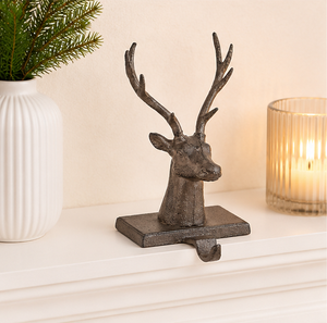 Wholesale Heavy Duty Cast Iron Reindeer <b>Stocking</b> <b>Holder</b> For Fireplace Mantle Rustic Antique Brown Stag Head Christmas <b>Stocking</b> - Product Image 6