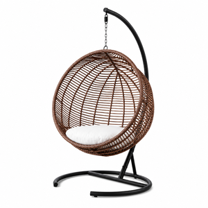 Fauteuil suspendu en rotin de qualité supérieure pour l'extérieur avec support en acier et coussin pour patio, jardin, resort, bord de piscine - Product Image 3