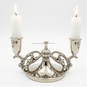 Candelabro de Metal Elegante con Dos Portavelas, Decoración para el Hogar, Centro de Mesa para Bodas, Acabado Duradero - Product Image 5