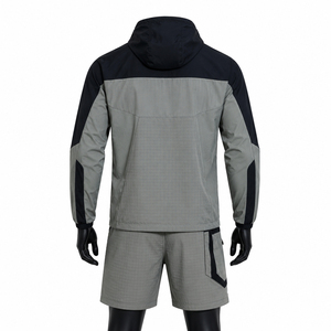 Long Sleeves Solid Waffle Texture Streetwear Stand Collar <b>Cardigan</b> Drawstring Jacket Waist Lightweight Breathable Quick Dry - Product Image 4