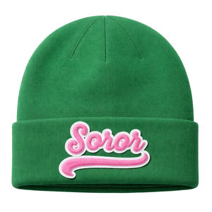 Gorro de Punto Verde para Mujer, Estilo Casual y Elegante, para Hermandades Universitarias, Color Rosa y Verde - Product Image 3