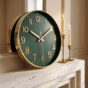 Horloge murale de luxe verte et dorée pour la décoration intérieure et les espaces commerciaux, ajoute une touche de style riche, vente en gros depuis l'Inde - Product Image 5