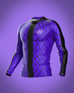 SKELEV SPORTS Rashguard personnalisé pour homme à manches longues, imprimé tigre noir et jaune, respirant, écologique, séchage rapide, Spandex/Polyester - Product Image 1