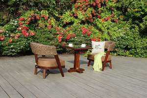 Midcentury Modern 3-Piece Bistro Set With Wooden <b>Table</b> And Woven Back Chairs For Living Room Furniture - Product Image 4